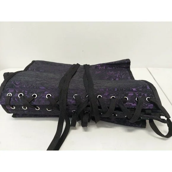 Corset Story Purple Brocade Satin Overbust, Spiral Steel Boned Corset, Waist 36" - Picture 6 of 12